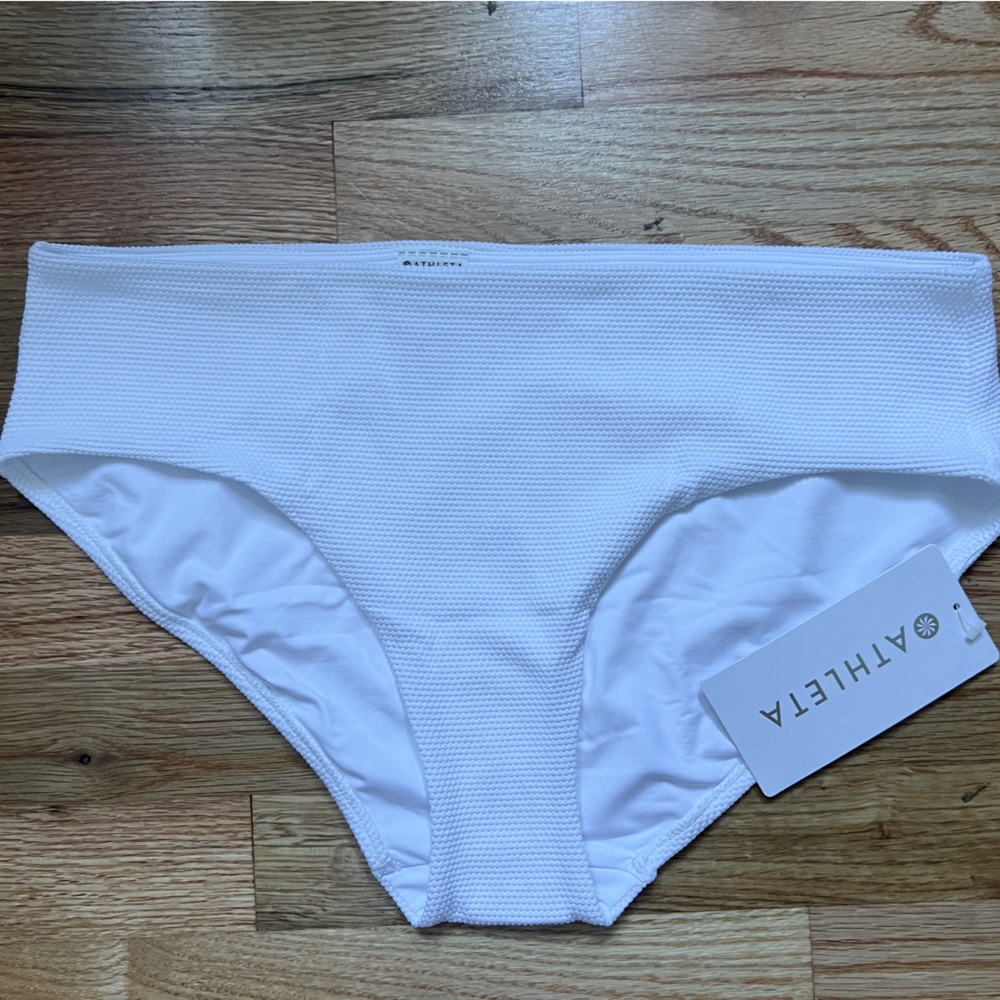 NWT Athleta Clean Full Swim Bottom, size large, Bright White
